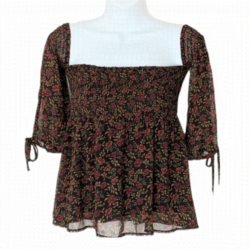 American Eagle Smocked Floral Off the Shoulder Blouse XS K1